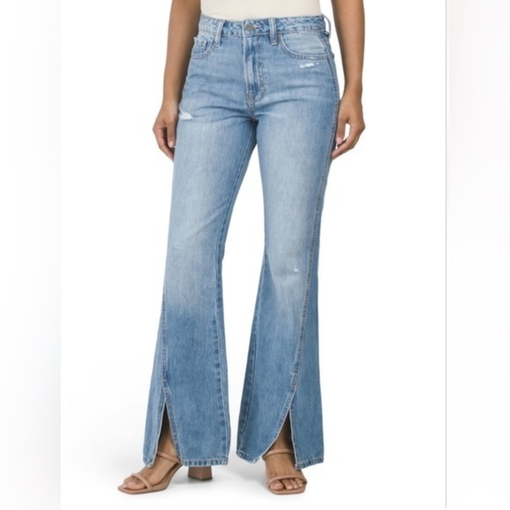 Hidden HAPPI Distressed Flare Jeans Slit
